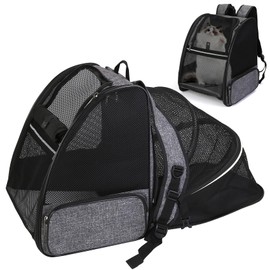 Cat Carrier Expandable Backpack, Airline Approved Pet Carriers for Small Dogs, Large Cat Bag Carrier, Foldable Collapsible Travel Bookbag for Carrying Cats Puppy Kitten Bunny Bird Chicken (Black)