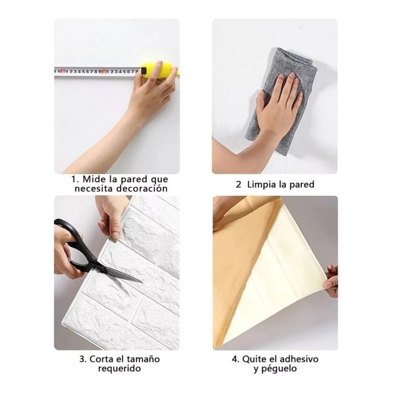 LH_Decor 15 Papel Tapiz Ladrillo 3d Panel Pared Azulejo Autoadherible