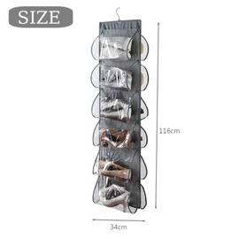 HAN SHENG 12 Pockets Hanging Shoe Organizer Dual Sided Shoe Holder Rack Clear Shoes Handbags Hanging Organizer with Roating Hanger