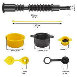Five Bananas Gas Can Spout Replacement Kit, Water Jug Spout Replacement, Including 10.16 inches Gas Can Spouts, Stop Caps, Gas Can Vent Caps, Collar Caps, Pack of 3