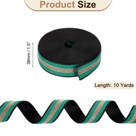 sourcing map 10 Yards Nylon Webbing Strap, 1 3/8-inch(38mm) Striped Webbing Straps Nylon Heavy Duty Webbing Strap Nylon Strap Belt for Backpack Crafts, Green