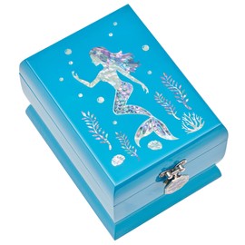 MADDesign Mother of Pearl Jewelry Box Two Levels Removable Ring Tray Mermaid