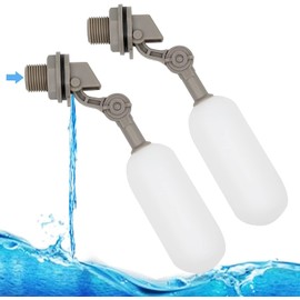MOGOULUA 2pcs Float Ball Valve Shut-off 1/2 Inch Automatic Filling Water Tank Float Valves with Water Pipe Adapter Water Valves for Toilet Water Drinker Valves White