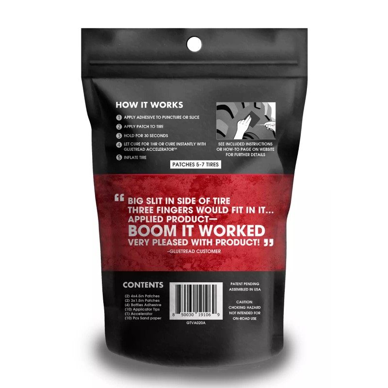 GlueTread Tractor Sidewall Tire Repair Kit Easy to Apply No