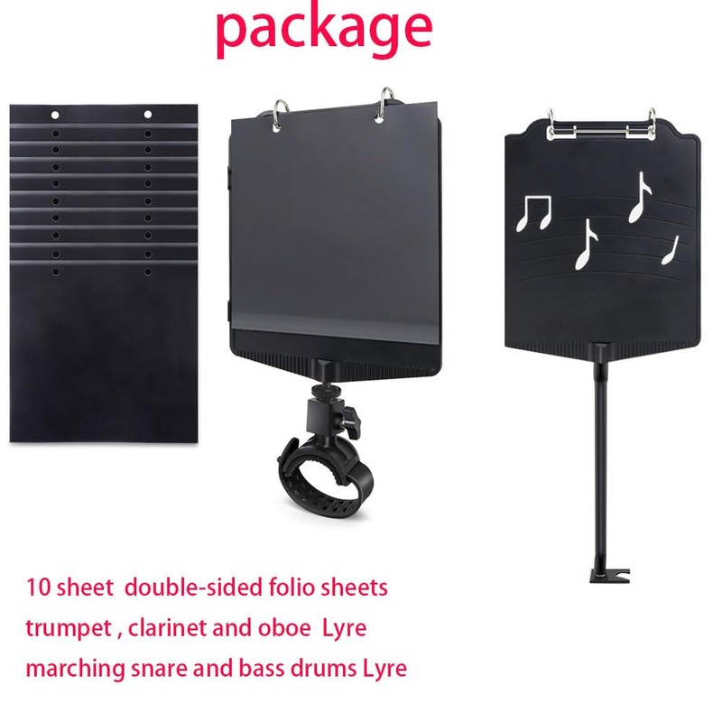 Universal Marching Band Lyre with 10 Double-Sided Folio Pages clarinet