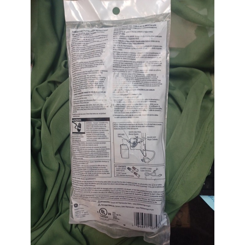 GE Appliances WX09X70910 Universal 5.4' Dishwasher Power Cord / 3