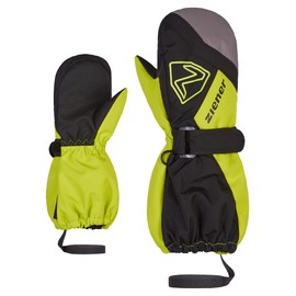 Ziener Unisex Baby Laurus Ski Mittens/Winter | Waterproof, Long Cuff, Reflective, Black.Lime, 80 cm