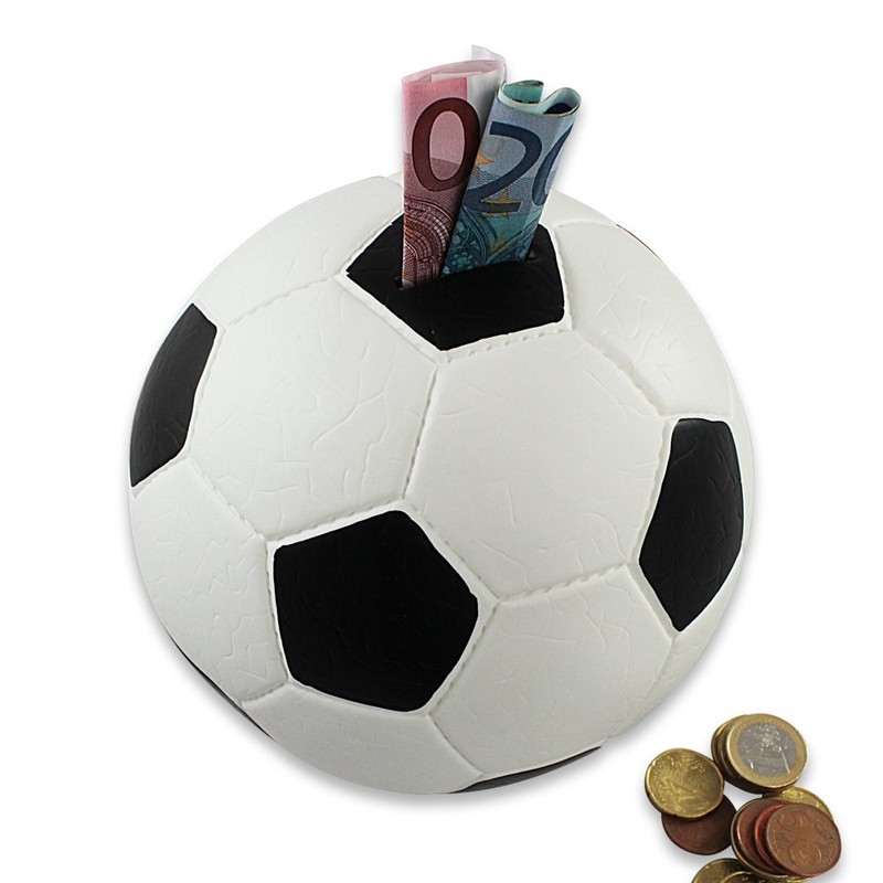 HMF 4790-01 Spardose Fußball Lederoptik 15 cm Durchmesser, schwarz weiß