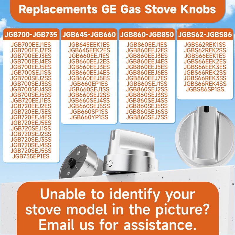 KEIFI Stainless Steel Stove Knob Replacements for GE Gas Stove