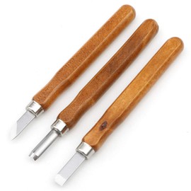 3Pcs Set SK5 Carbon Steel Unxuey Wood Carving Tools Set Handmade Wood Crafts Mini Chisel Steel with Hand Handle for Printmaking, Engraving Seals, Wood, Olive cores, School Teaching, etc