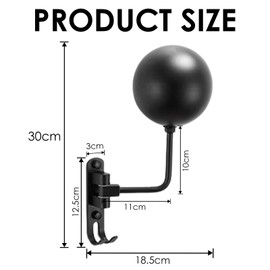 Voittozege 2 PCS Motorcycle Helmet Rack Wall Mount | 180° Rotation Aluminum Alloy Helmet Holder with 2 Hooks | No Drilling Design for Bike, Baseball, Rugby & Snowmobile Helmets (Black)