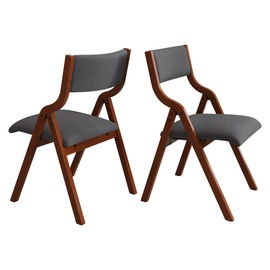 YOPTO Folding Wooden Chairs Set of 2 with Padded Seat,Portable Dining Chairs W/Ergonomically Designed Back and Cushion,for Dining Room,Restaurant,Kitchen,Office