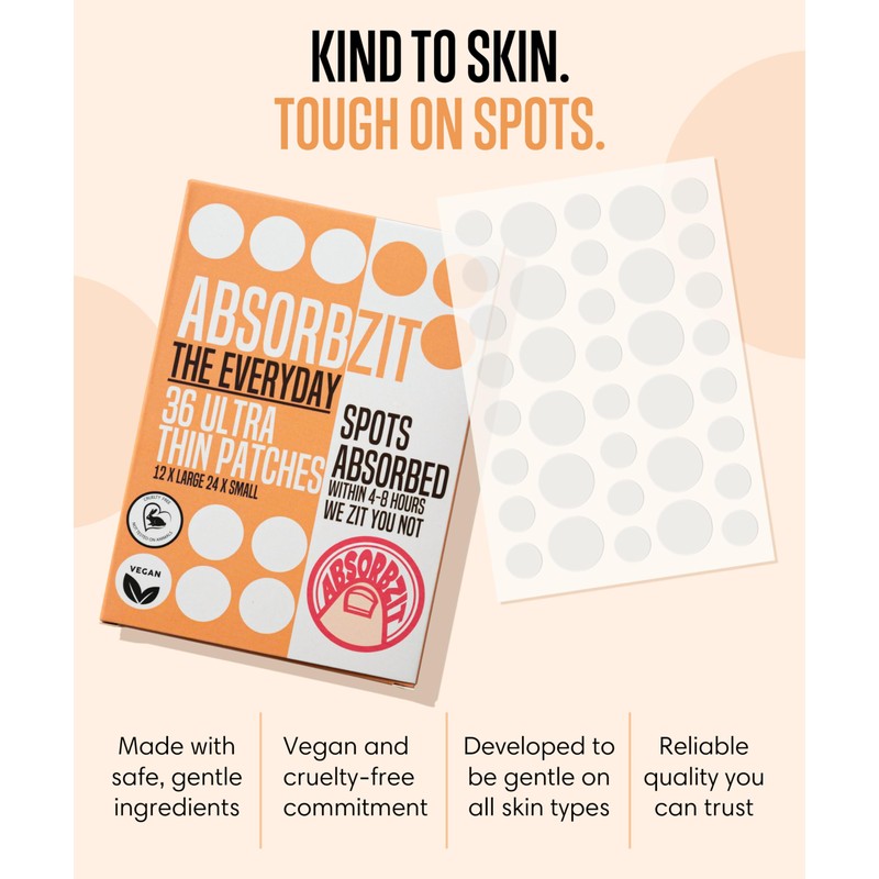 Absorbzit - The Everyday Hydrocolloid Pimple Patches, Ultra Thin Spot