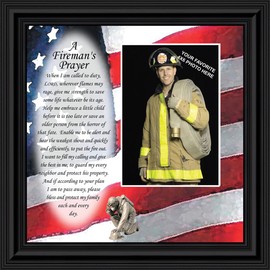 Crossroads Home Décor Fireman’s Prayer Picture Frame, Firefighter Graduation Present, 6795B