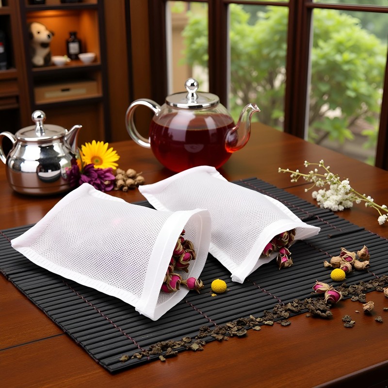 100 Pcs Disposable Tea Filter Bags Empty Cotton Drawstring Seal