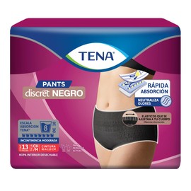 TENA Pants Discret Negro Talla M, Ropa interior desechable, 13 piezas