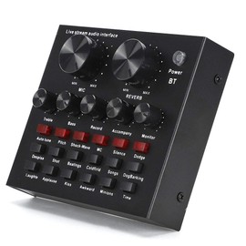 Annadue External V8 Audio Sound Card, Bluetooth Computer Live Broadcast Sound Card, ABS Voice Change Card with 112 Types of Electro Acoustics, 18 Types of Sound Effects, 6 Effect Modes. (Black)