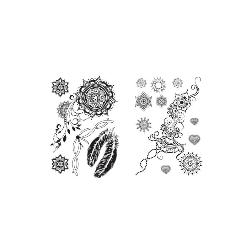 2 Sheets Temporary Feather Tattoo Mandala Tattoo Underboob Tattoo Fake