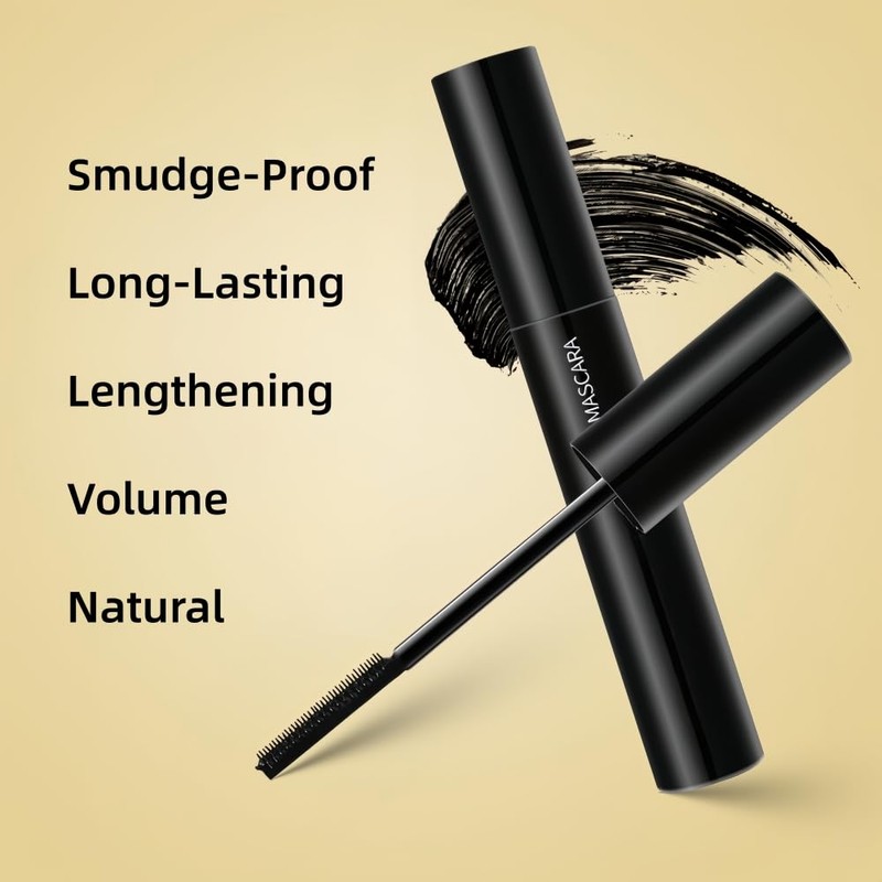 Black Mascara with Comb Brush Separates Lashes for Definition, Waterproof,