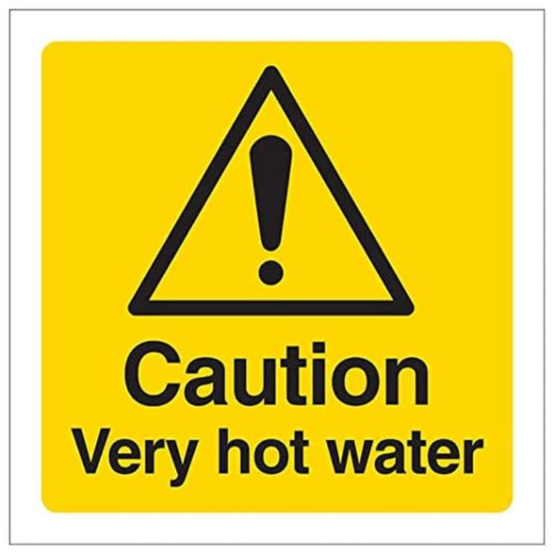 V Safety Eco Friendly Warning Temperature- Caution Very Hot Water