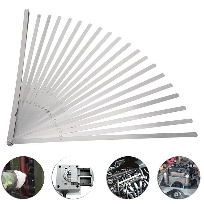 Portable 20 Blades Feeler Metric Thickness Gauge Stainless Steel 500mm