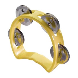 Mini-Schellenring- Tambourine Halbmond, 4 Schellen, Gelb