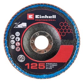Original Einhell Flap Disc Set (Angle Grinder Accessories, Includes 3 x Curved Sanding Discs P60, Diameter 125 mm, Suitable for Angle Grinders with Diameter 125 mm)