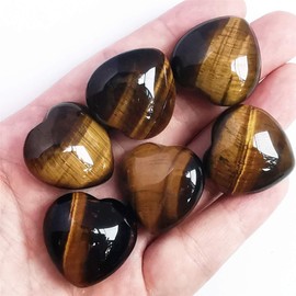 Manekieko Manekieko 3 Pcs Natural Tiger's Eye Pocket Palm Thumb Healing Crystal Heart Love Worry Stones,25mm Reiki Balancing Crystal and Healing Stones