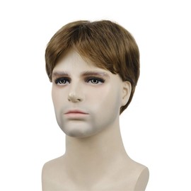 Lydell Short Straight Synthetic Wigs with Bangs for Men Light Brown
