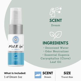 Mist N’ Go by Omaze Travel Bathroom Spray for Toilet Spray Odor Eliminator - Travel Toilet Spray for Bathroom Air Freshener Spray for Bathroom Deodorizer - Dream Travel Size (1oz x1)