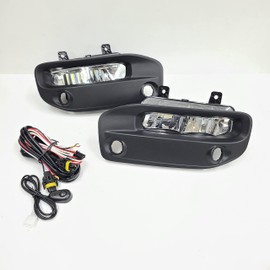 LEDIN Fog Lights Kit Compatible for 2019 2020 2021 2022 2023 2024 Ram 2500 3500, OE Style Clear Lens Built-In LED Fog Lamps Assembly With Mounting Brackets Wire Harness Switch Bezels