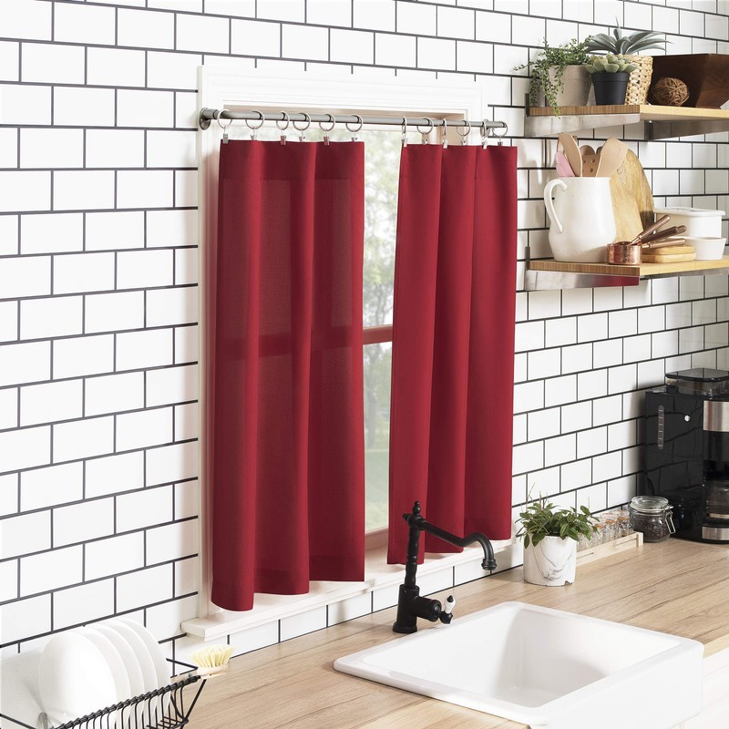 No. 918 Martine Microfiber Semi-Sheer Rod Pocket Kitchen Curtain Valance