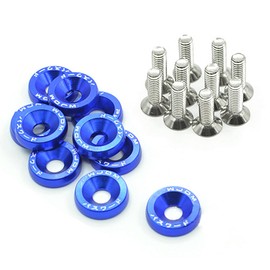 10 x Anodized Aluminum Washers M60 Steel Screws (Blue)