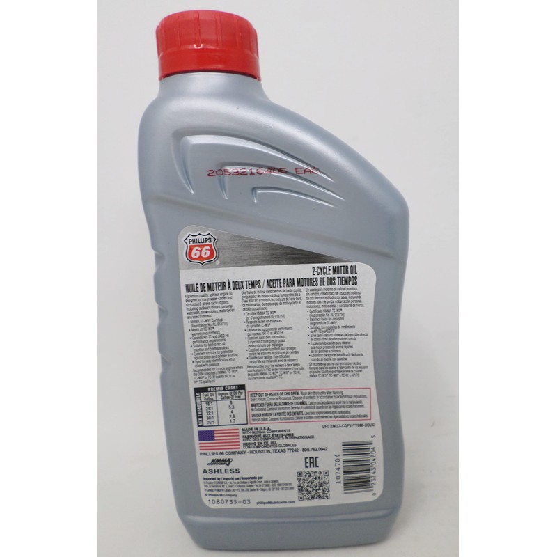 Phillips 66 Injex TC-W3 2-cycle Oil Quart for Outdoor Power