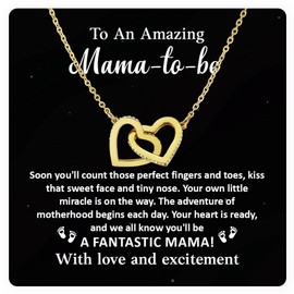 Mama To Be Gifts, First Time Mom, Soon To Be Mom Mothers Day Gifts, Gifts For New Mama Birthday Gifts For Expecting Mom, Expecting Mother Jewelry, Necklace For New Mom (LED Luxury Box, 18k Yellow Gold)