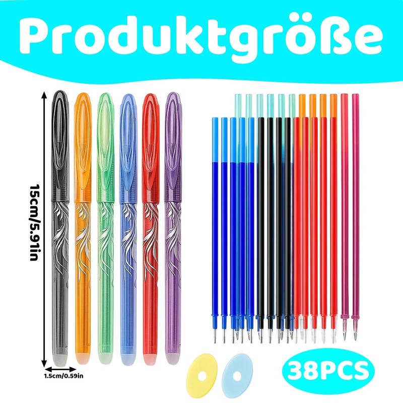 30 x Replacement Refills, Colourful Set, Erasable Refills, Compatible with