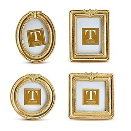 Two's Company Golden Bee Set Of 4 Gold Leaf Finish Photo Frames with 4 Styles