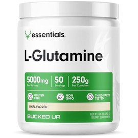 Bucked Up- LGlutamina (5000mg), Esenciales (50 Porciones, 250 Gramos)                                                                                 
