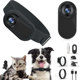 HD 1080P Cat Collar Camera, Pet DV Camera 170 Degree Wide Angle Lens, Dog Collar Camera Sport Action Camera for Cats Dogs Outdoor Inoor Puppy Supplies Birthday