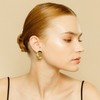 OZEL –Stud Earrings Brushed Texture for Women –14k Yellow Gold/White