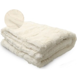peluche Lux Faux Fur Baby Blanket - Luxurious Cuddle and Swaddle Blanket for Newborn - Soft Plush Baby Blankey - Fuzzy Baby Blankets for Boys & Girls (Natural Double Sided, 29" x 36")