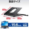 Elecom PCA-LTS8BK Folding Laptop Stand, 8 Levels, Smartphone Stand Included,