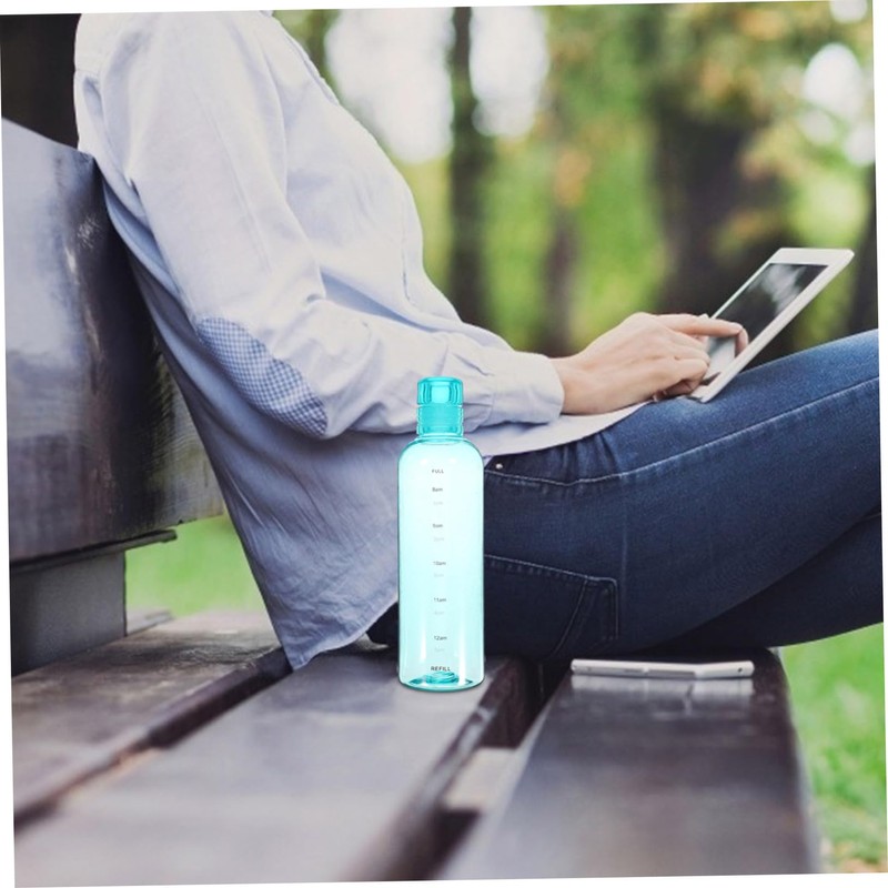 KOMBIUDA Portable Transparent Water Bottle with Scale Capacity Sealed Drinking