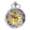 TREEWETO Men's Hand Wind Antique Mechanical Skeleton Pocket Watch with