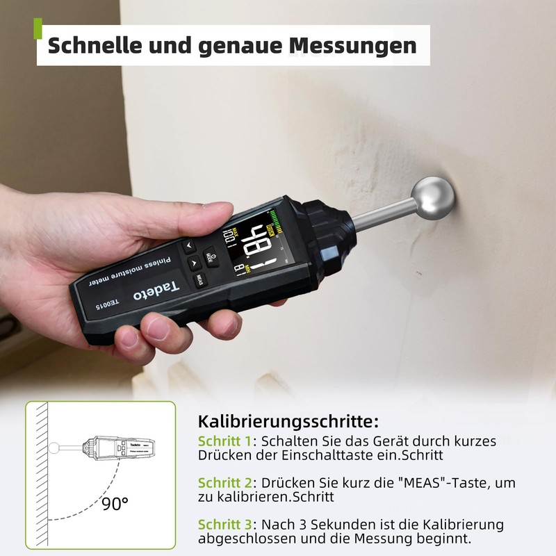 Moisture Meter, Non-Destructive Measurement Moisture Meter with Colour LCD and