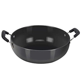 Satre Online and Marketing Hindalco Aluminium Kadai Size No-12, Frying Pan, Thickness 3 mm, Color-Black