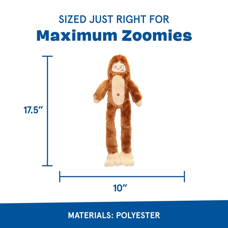 BARK Hairy Henderson Sasquatch Plush Dog Toy, Brown, Bigfoot Design