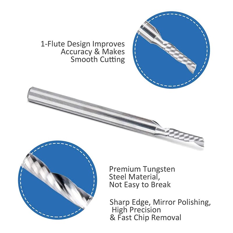 Bestgle 10pcs 1/8" Shank Tungsten Carbide End Mill Cutter, Single