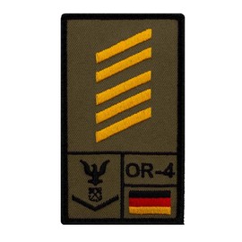 Café Viereck ® Oberstabsgefreiter Marine Bundeswehr Rank Patch with Rank - Embroidered with Velcro - 9.8 cm x 5.6 cm - Olive - Left Arm