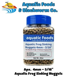 Aquatic Foods Inc. 4mm Aquatic Frog Sinking Nuggets for Aquatic Frogs & Bottom Tropical Fish - 10oz Jar